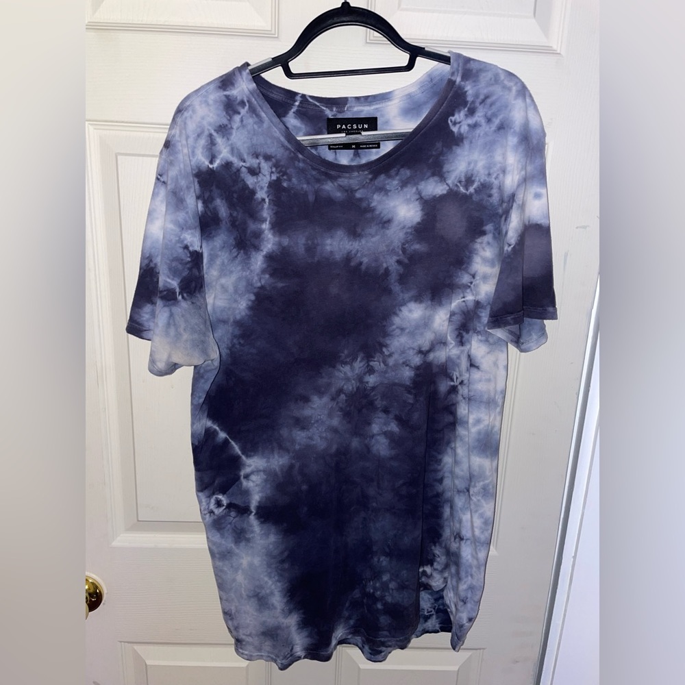 Pacsun Cotton Scallop Blue Tye-Dyed T-Shirt